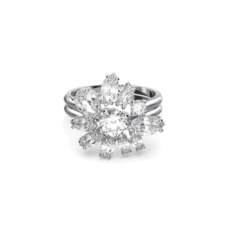 Swarovski Gema Statement Ring Mixed Cut Flower Ring Women s White 5644665