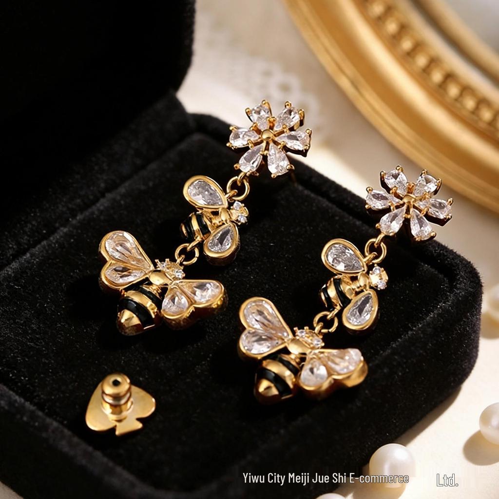 Miki Light Luxury Crystal Stud Earrings: Elegant Women's Niche Design for Fashion