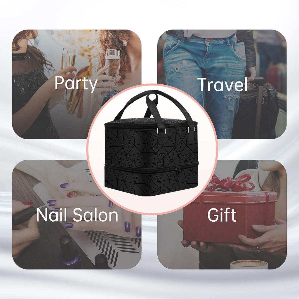 Elegant Travel Makeup Bag: Double-Layer Nail Polish Storage for 42 Bottles