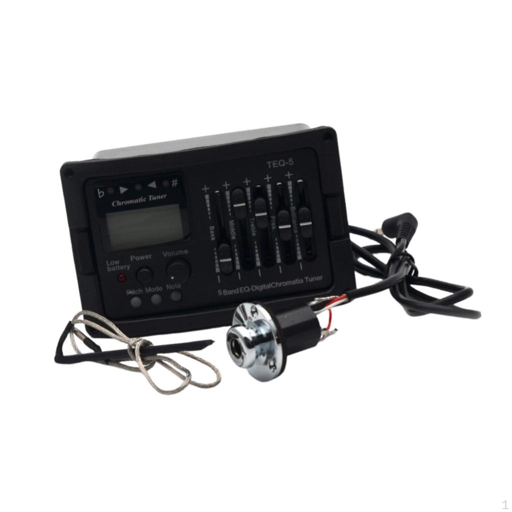 5 Band Acoustic Guitar Preamp Chromatia Blend Tuner Piezo Pickup,Volume Control for