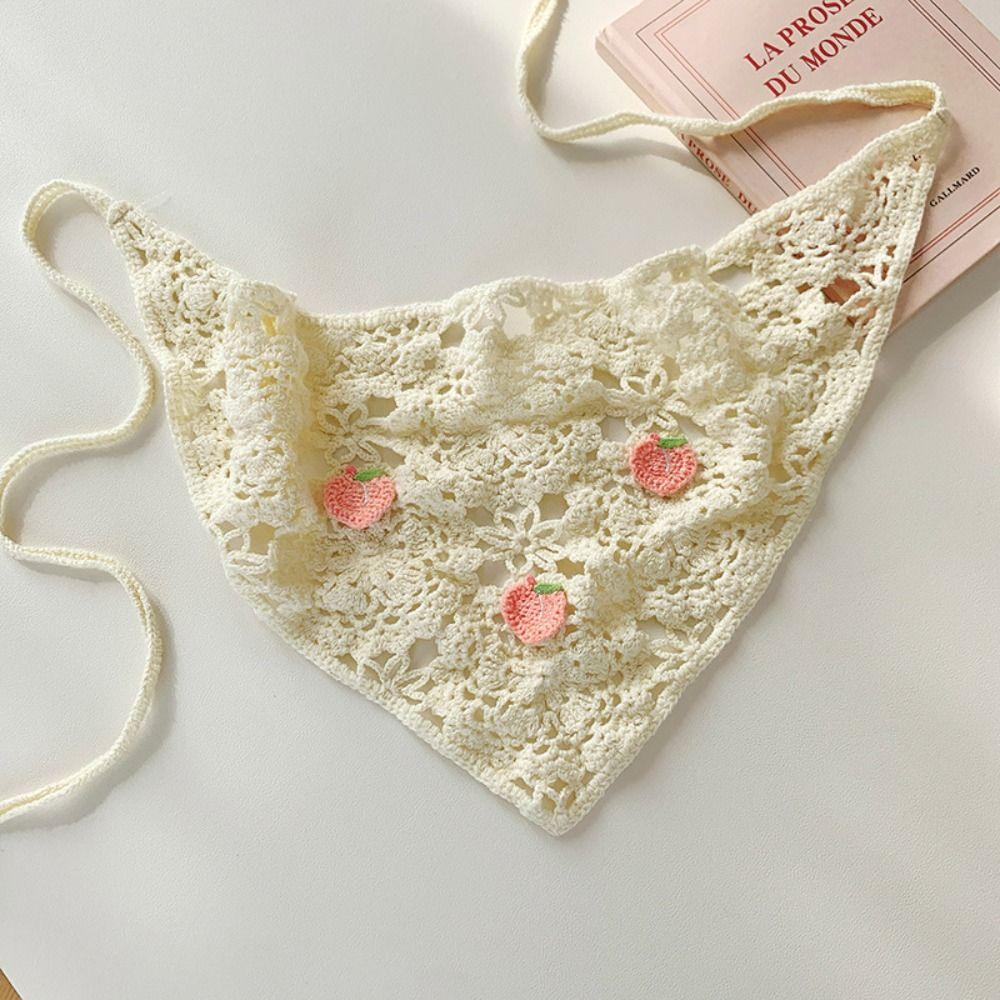 Sweet Ethnic Style Turban Cherry Bohemian Hair Band Elegant Crochet Bandana  Beach Headwear