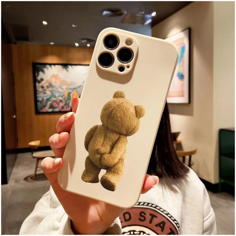 Teddybär Handyhülle Für iPhone 11 12 13 14 15 16 Pro Max Plus Mini 7 8 SE X XS XR Weiche Silikonhülle Abdeckung