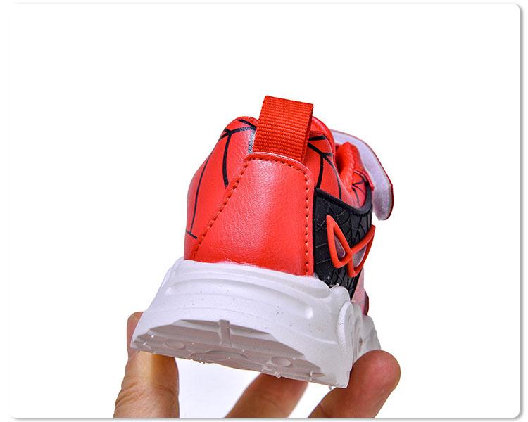 New Arrival LED Light-Up Spider Web Leather Sneakers for Boys