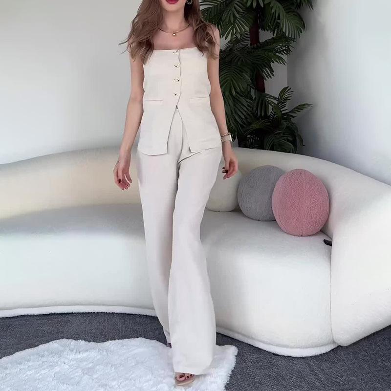 2025 summer new European and American women s clothing casual vest fashion top high-end temperament suit women XS белый