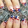 24 Pcs Independence Day False Nail Short Press On Nail French Tip Acrylic Nail 4th of July Full Cover Stick On Nail