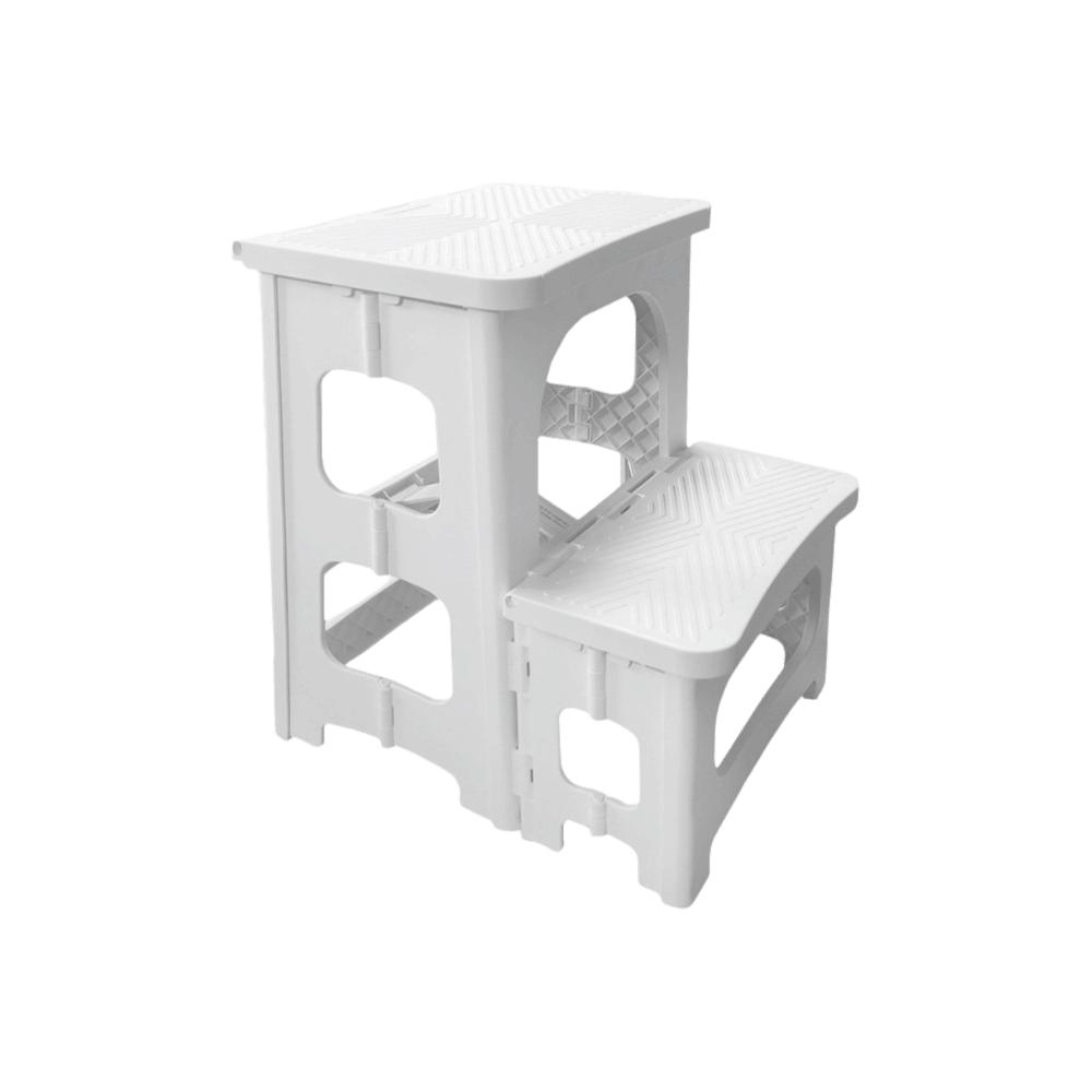 Multi Functional Foldable Stool Stable Support Thickened Plastic Folding Ladder Lightweight Anti Slip Folding Step Stool Bedside белый