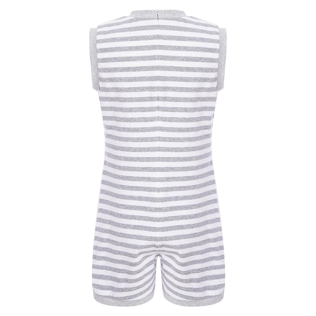 Mono Adaptativo Unisex para Niños con Necesidades Especiales Sin Mangas Cremallera Trasera Invisible Botón a Presión Tira de la Entrepierna Rayado para Vestir Fácilmente