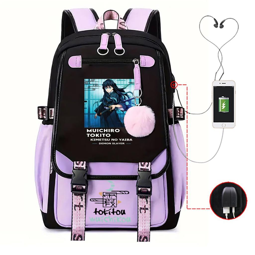New Animation Schoolbag Children's Contrasting Colors Neutral Printed Primary and Secondary School Students Leisure Backpack with USB Port