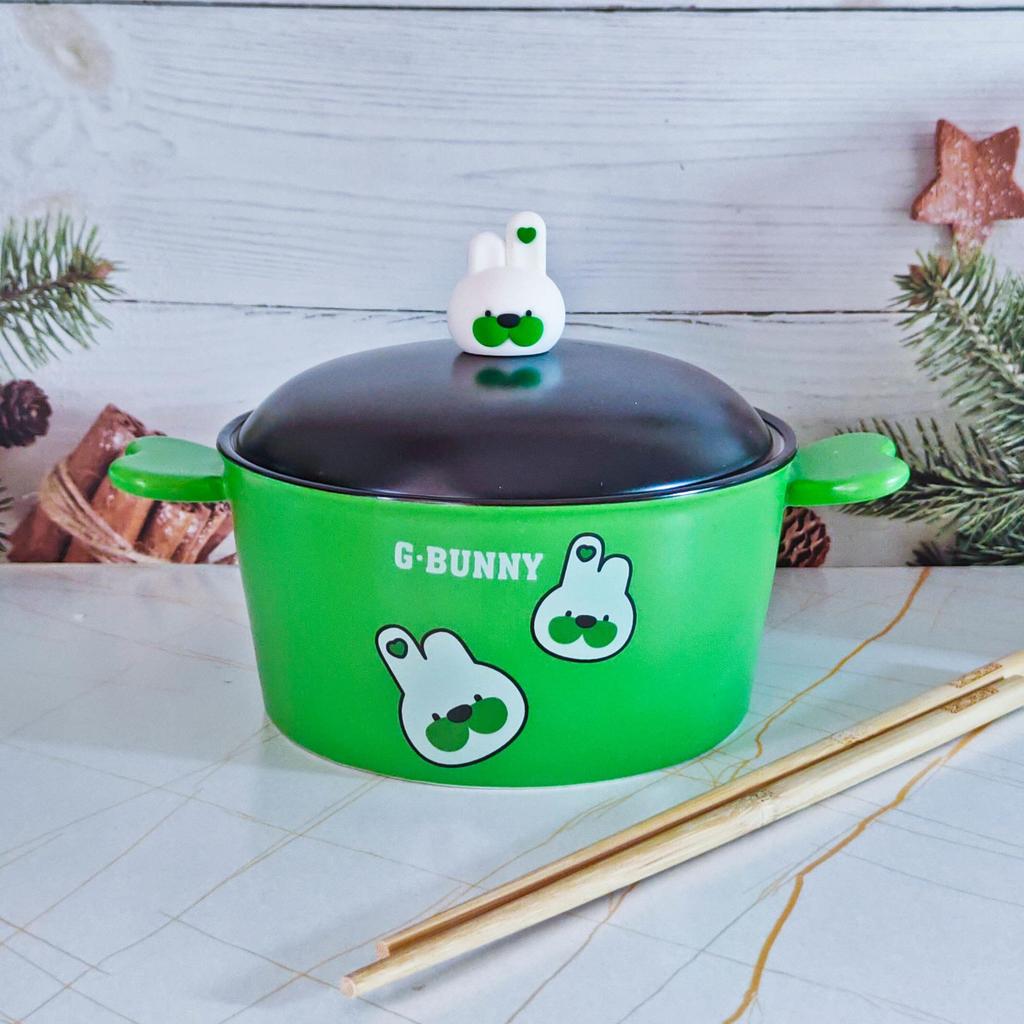 Korean Style Cute Heart Ceramic Noodle Bowl with Lid for Dorm or Bedroom Microwave Use