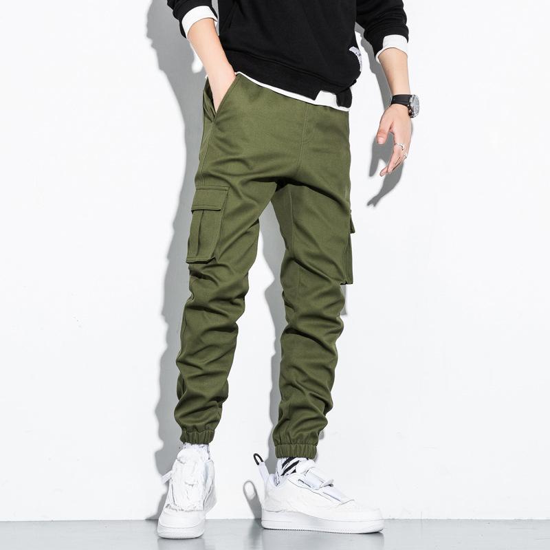 Pantaloni da lavoro da uomo primavera e autunno cotone multitasche casual con coulisse