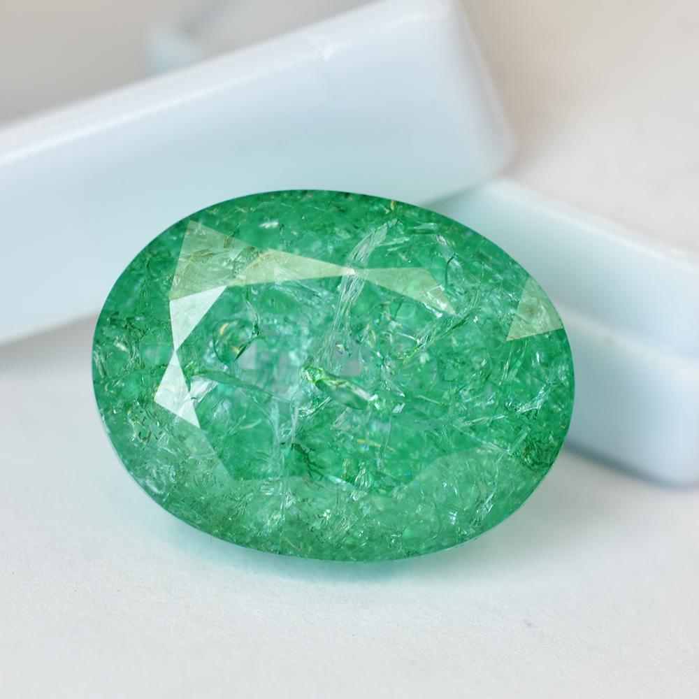 Natural Green Emerald Loose Gemstone 29.20 ct Oval Cut for Jewelry Making and Gem Collections