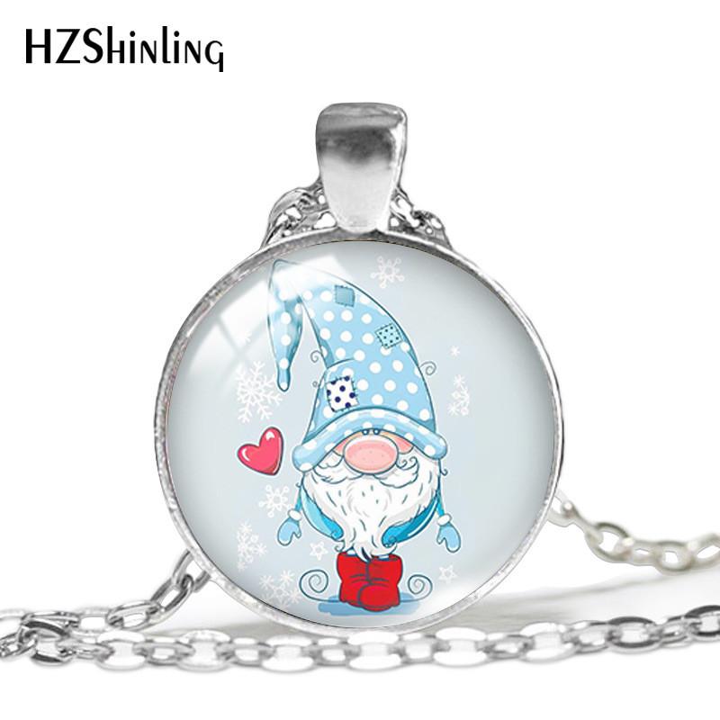 Cheerful Christmas Gnome Necklace Featuring Vibrant Santa Pendant With Stylish Alloy Chain Design