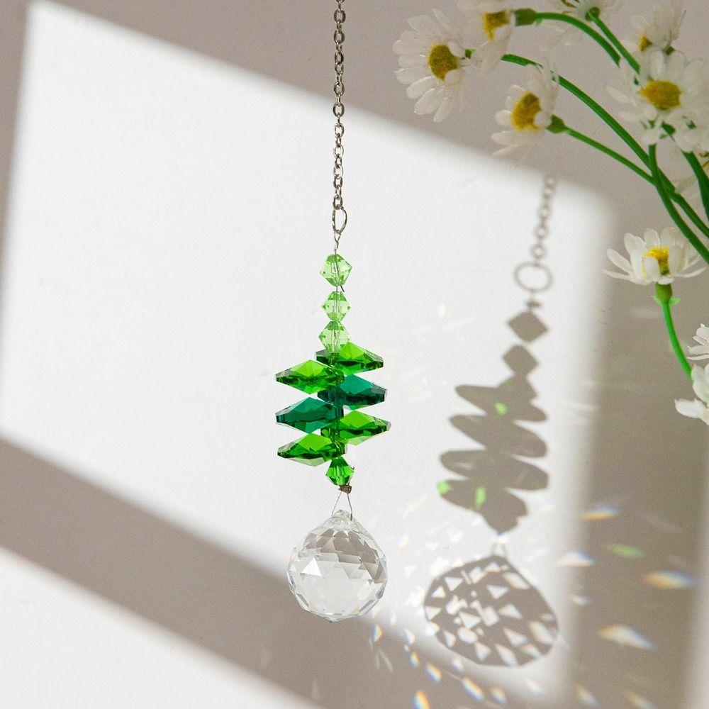 5Pcs Hanging Crystal Wind Chime Colorful Light Collection Pendant Home Decor Sun Catcher  Blessing