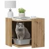 Meuble Cabinet pour Litière de Chat en Chêne Artisanal 53 x 53 x 51 cm Panneau de Particules