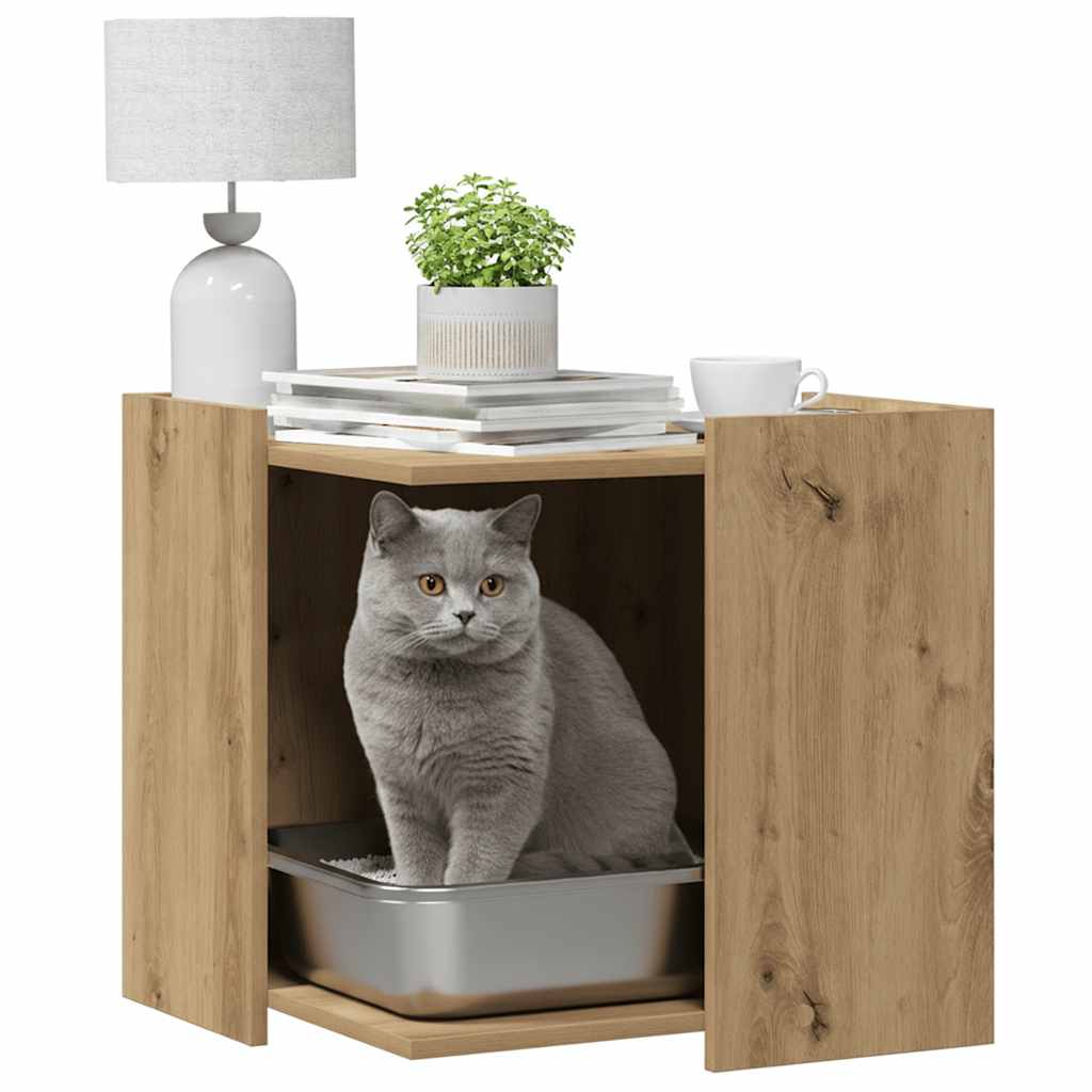 Handgefertigter Eichen-Katzenklo-Schrank 53 x 53 x 51 cm Spanplatte