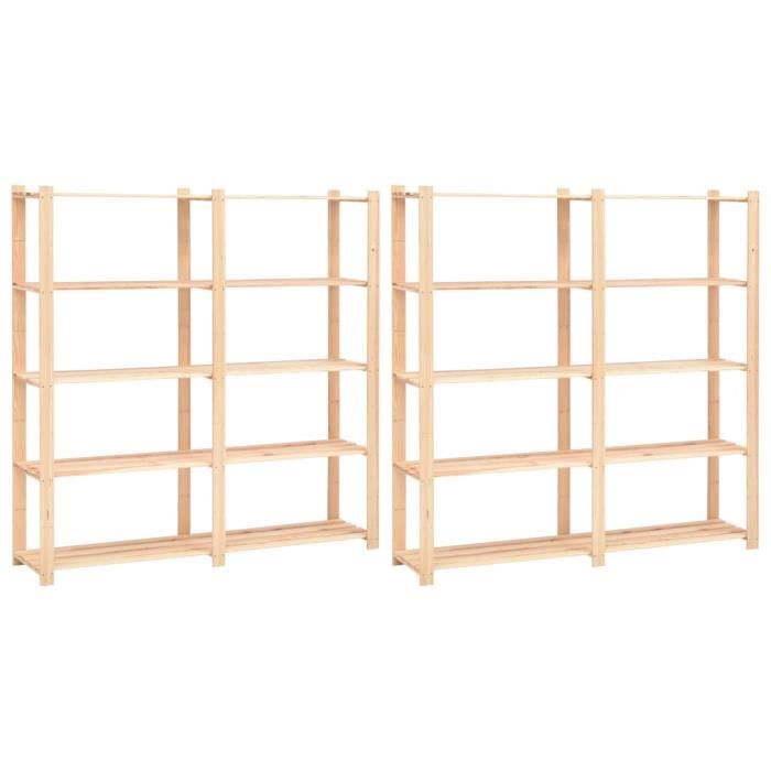 VidaXL 5-Tier Storage Shelves 2pcs 170x38x170 Cm Pine 500 Kg