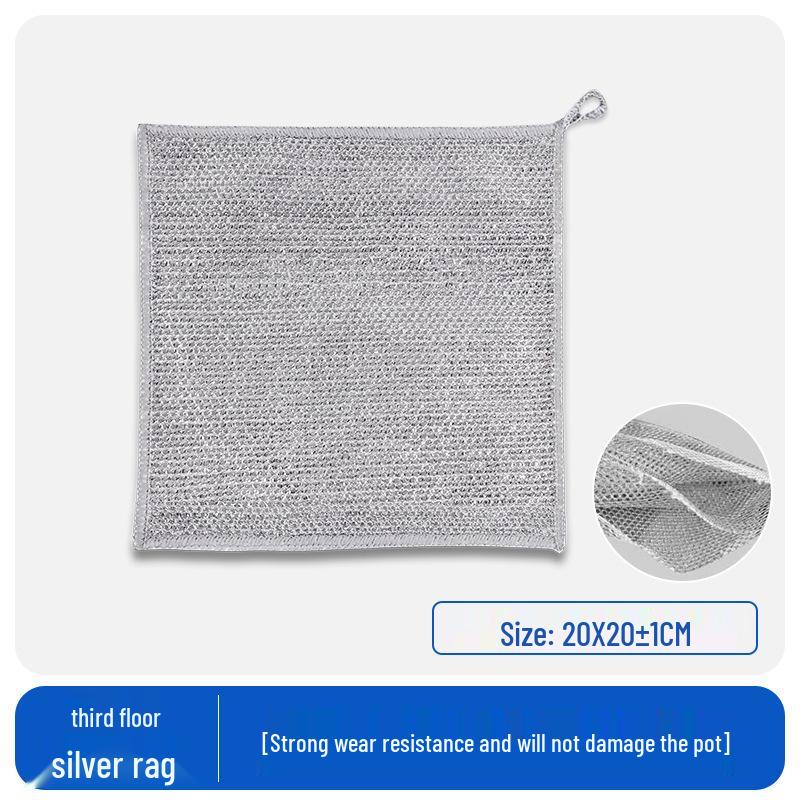 Silberfaden Doppelseitiges Spültuch: Antihaftöl, Stahlwolle-Scheuerschwamm für die Küchenreinigung
