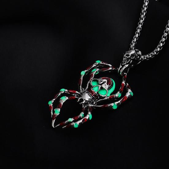 Pánský náhrdelník ve tvaru vlčího pavouka Svítící cool hip hop humr spona s přívěskem náhrdelník šperky dárky