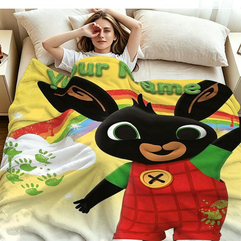1PC Bing Custom Name Patterned Flannel Blanket Suitable For All Seasons for Home Decor Warmth and Comfort Gifts Holiday Present