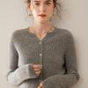 Women's Cable Knit Cashmere Cardigan: Round Neck, Long Sleeve, Buttoned, Versatile Autumn/Winter Sweater.