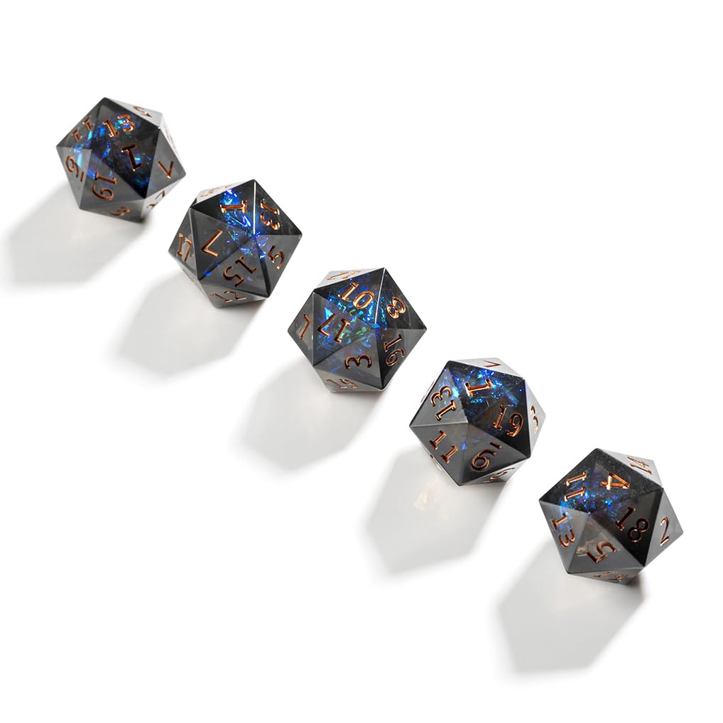 Yourandoll 5-Piece Polyhedral D20 Dice, 20-Sided Dice for Dungeons and Dragons, DND, TRPG, MTG, and Other Tabletop Games (Green and Black)
