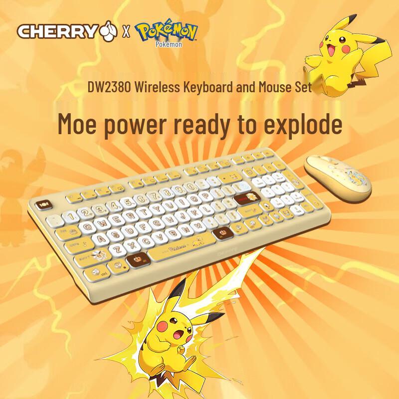 

CHERRY DW2380 Pikachu Silent 98-Key Wireless Keyboard and Mouse Set