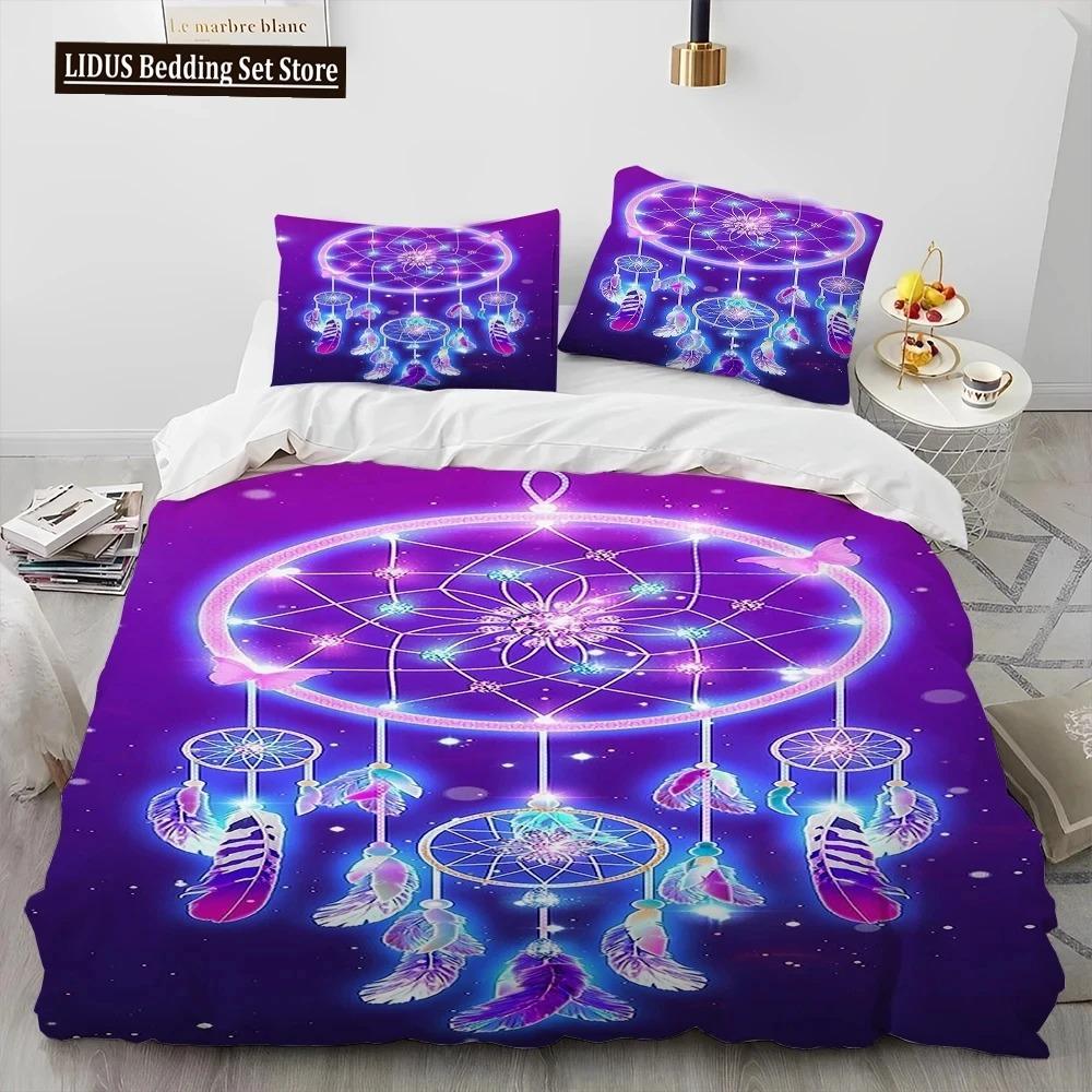 Fashion DreamCatcher Feather Owl Comforter Bedding Set,Duvet Cover Bed Set Quilt Cover Pillowcase,King  Set