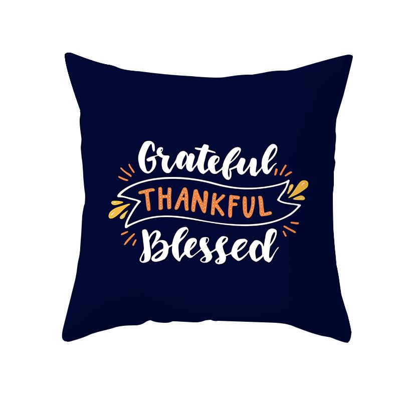 Thanksgiving Pillowcase Wish New Product Cartoon Pumpkin Turkey Peach Skin Printed Pillowcase Sofa Cushion