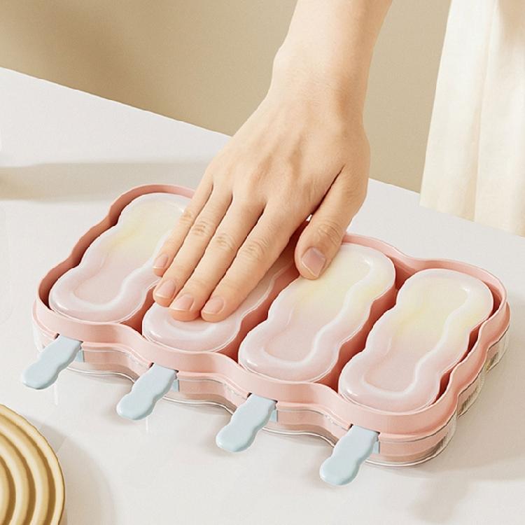 Plastic Ice Molds With Stick for Parties and Gatherings Easy Releases 4 Compartments Popsicles Moulds Ice Cream Molds