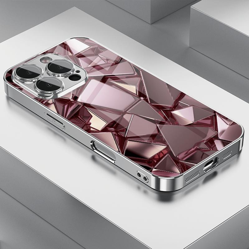 

Rose gold glitter geometric pattern Phone Case for iPhone 17 16e 16 15 14 13 12 Mini 11 Pro XS Max XR X 8 7 6 Air Plus Luxury iPhone 15 Plus