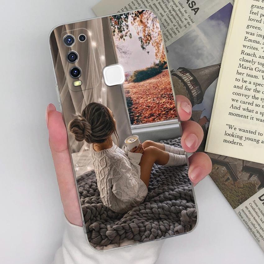 Luxuriöse transparente Linsenschutzhüllen für Vivo Y67 Y73 Y55 Y91C Y91 Y78 Y75 Y50 Hübsche Mädchenmuster Weiche Silikon Anti-Rutsch-Hülle für Vivo-Hüllen