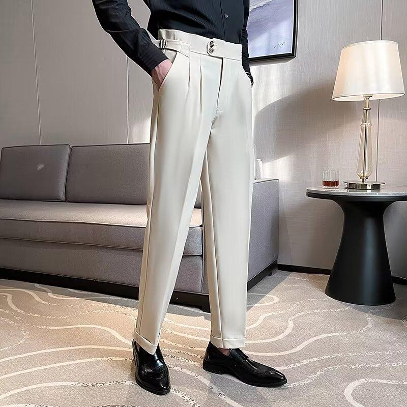 

Весенне-летние драпирующиеся брюки, брюки длиной девять точек, мужские свободные брюки прямого кроя, мужские повседневные костюмные брюки 36