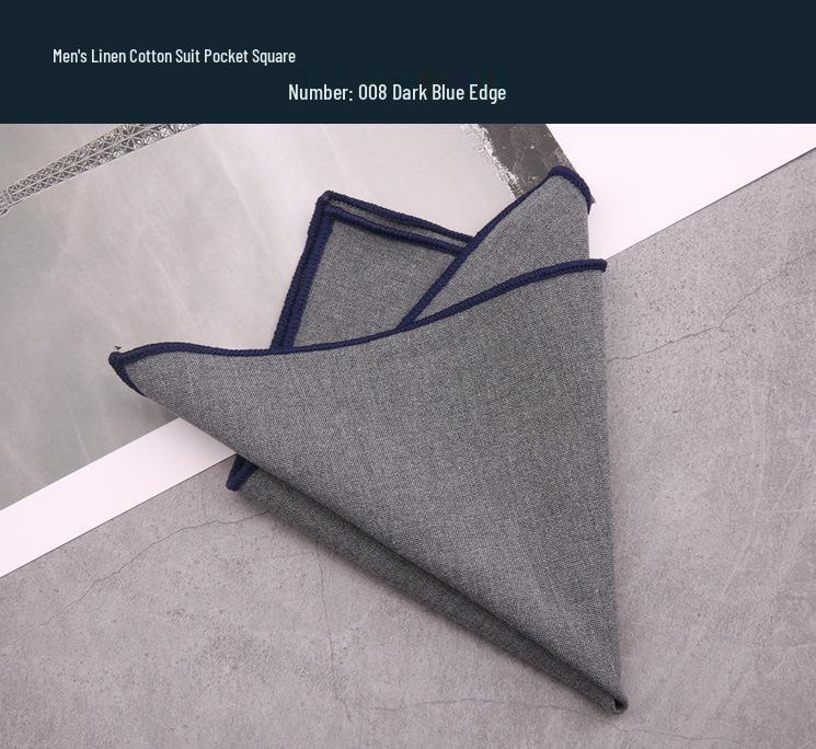 British Men's Formal White Linen-Cotton Pocket Square Handkerchief - Gray Check Design.