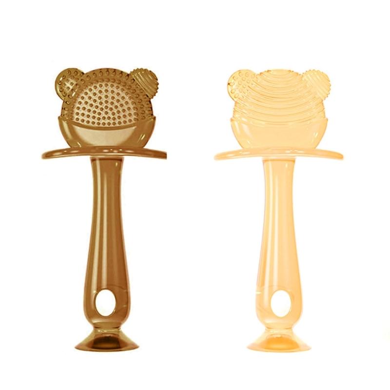 Lebensmittelechtes Silikon Baby Beißring Beruhigender Beißring Frühpädagogisches sensorisches Spielzeug für Säuglinge Bär Beißstab Beißring