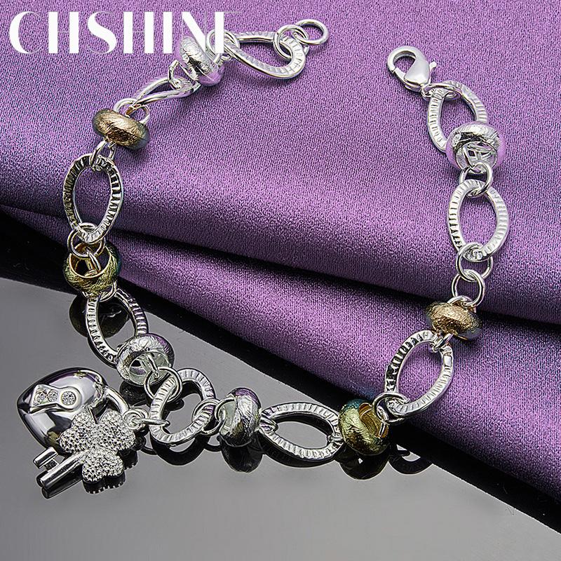 CHSHINE 925 Sterling Silver Key Lock Pendant Bracelet For Women Fashion Charm Jewelry