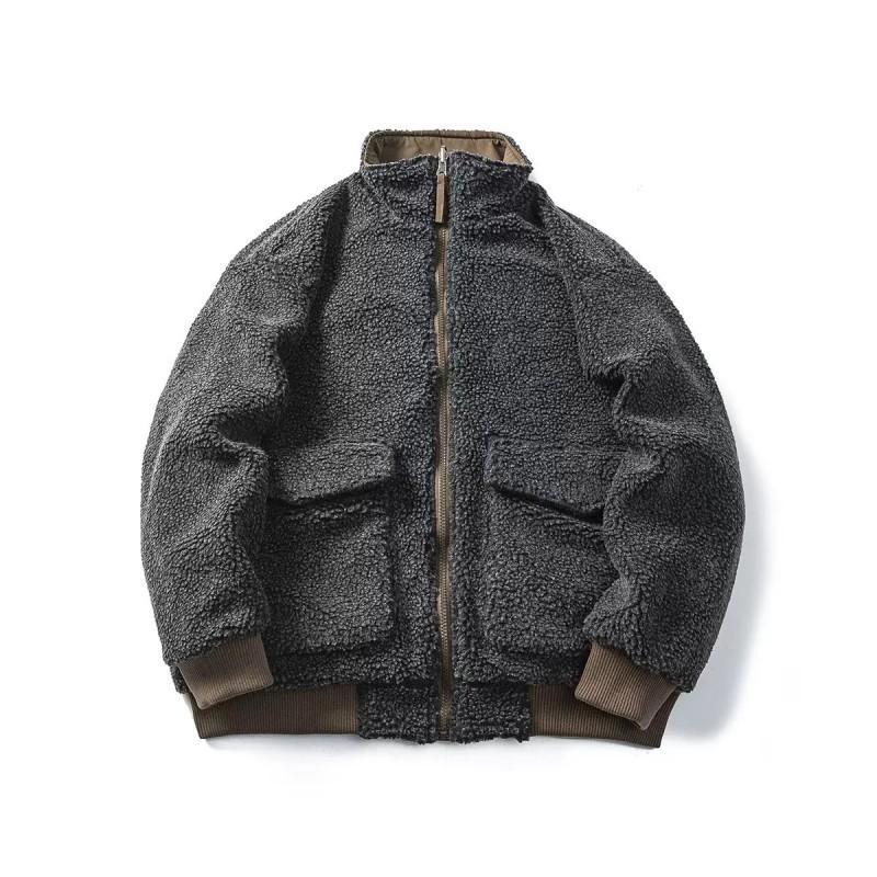 Mens Winter Double-sided Stand Collar Thick Warm Japanese Style Workwear Cotton Coat