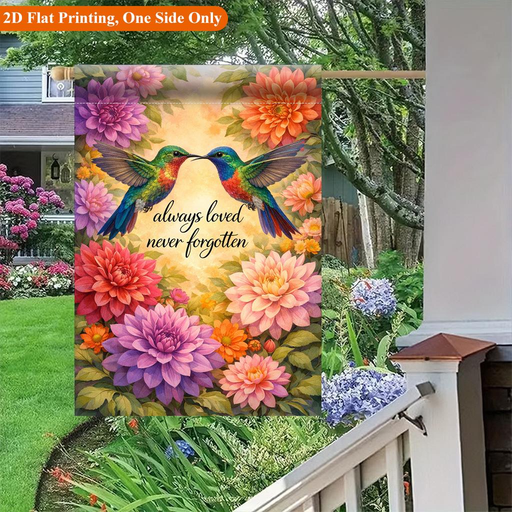 1pc Hummingbirds Colorful Blooms Garden Flag - Single-Sided Polyester, 29.97x44.96 Cm, Outdoor Decor