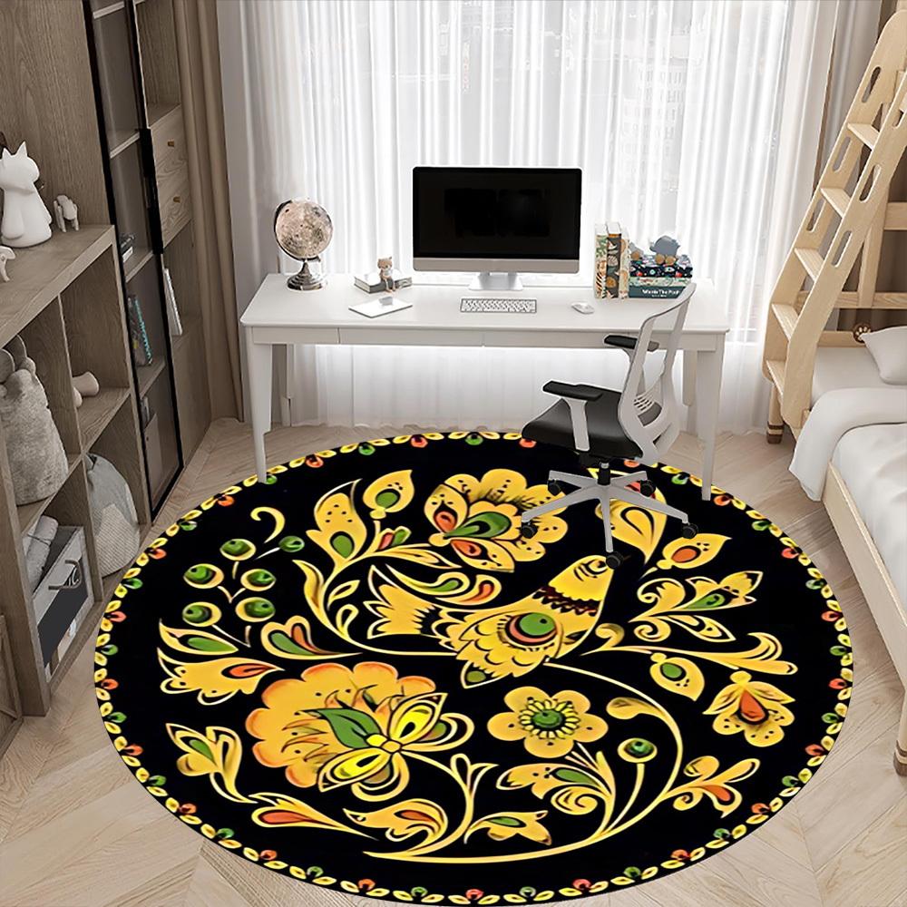 1PC Floral Pattern Chair Carpet for Office Non-Slip, Lightweight, Machine Washable Rug for Office, Sleeping, Room - Holiday Decoryy251009029