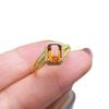 Gemstone Jewelry: 925 Sterling Silver Natural Fanta Stone Rectangular Ring (6x8mm) - Women's Adjustable Open Design