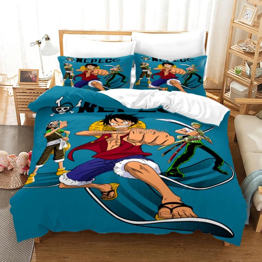 Hot Sell One Piece Bedding Set Quilt Cover Luffy Pillowcase Cartoon Anime Duvet Cover Bedding Suit Christmas Gift For Kids