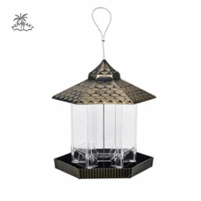 Tower Shape Hanging Bird Feeder Large Capacity Waterproof Food Container Plastic Transparent Bird Feeding Station