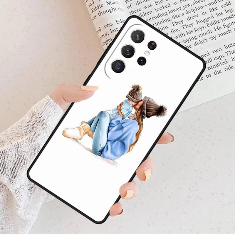 Baby Mom Girl Phone Case For Samsung Galaxy S25 S23 S30 S8 S21 S20 FE S24 S22 Note 10 20 Plus Lite Ultra