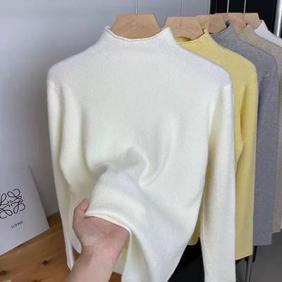 Korean Style Women's Stand-Collar Knit Sweater - Winter Versatile Inner Wear for Slim Neck Shape