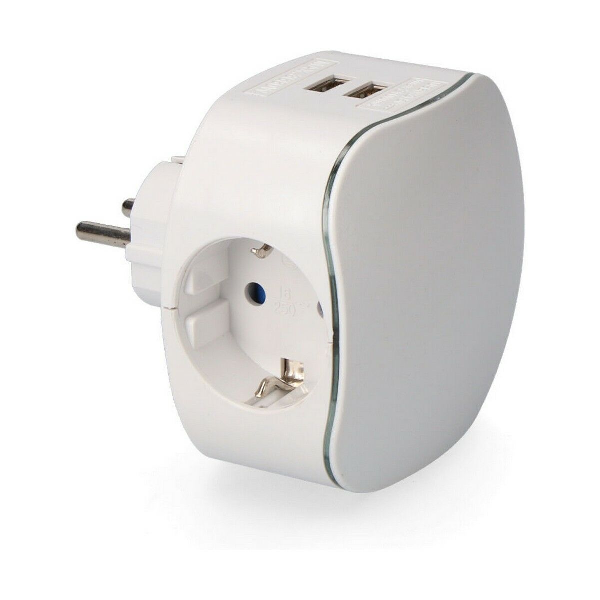 

Настенная розетка с 2 портами USB EDM Schuko Triple, 2100 мАч, термопластик