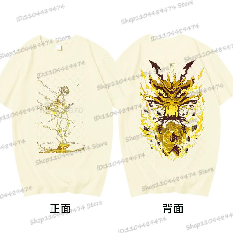 Demon Slayer T Shirts Anime Agatsuma Zenitsu Vintage Cotton Comfortable T-shirts Casual Loose T Shirt Male Female Streetwear
