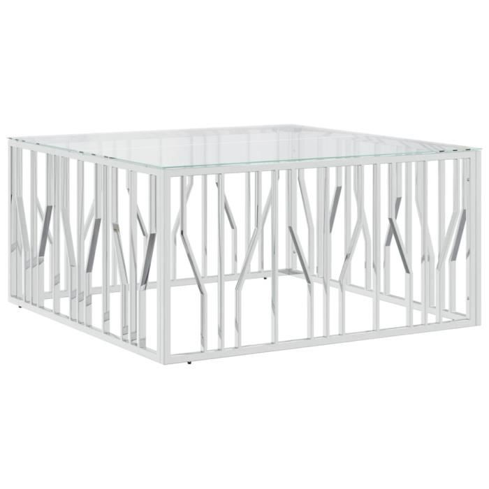 VidaXL Coffee Table 100x100x50 Cm Stainless Steel and Glass 350065
