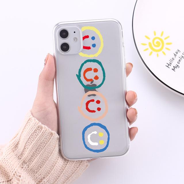 

Силиконовый чехол для телефона с мультяшным смайликом и ромашкой для Iphone 12 13 Pro Max Mini 7 X Xr Xsmax 8 Plus 11, милый чехол for iphone 7 8