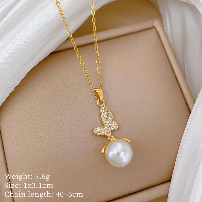 Multi-Element Style Copper Micro-Inlaid Necklace Combination Female Real Gold Electroplated Exquisite Collarbone Chain