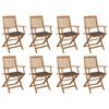 Outdoor Folding Chairs and Cushions Set of 8 Acacia Wood
