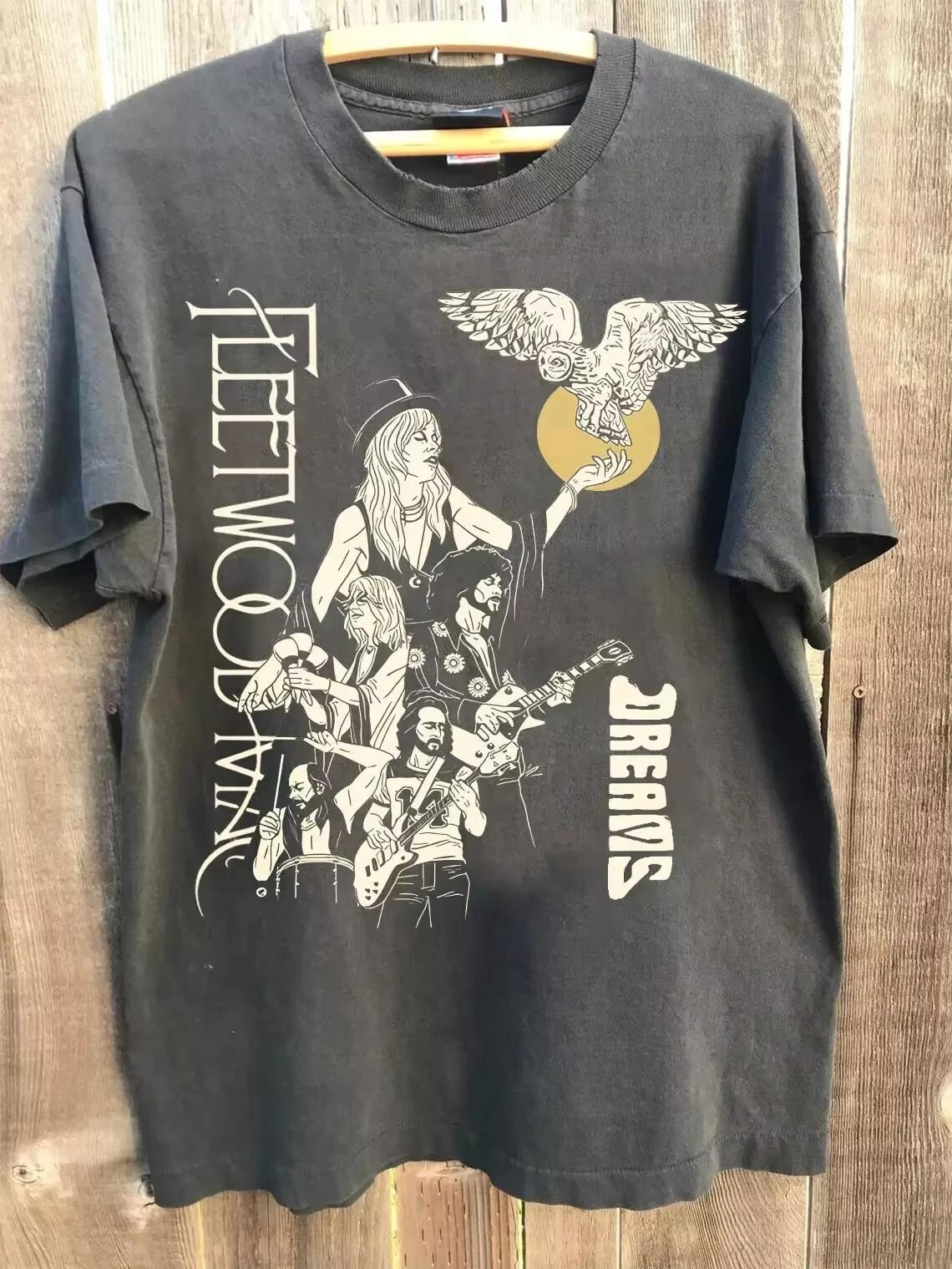

Retro Fleetwood Mac Band Rock Tshirt Mens Pure Cotton Tshirt Summer Unisex Casual Tshirt as the picture14023